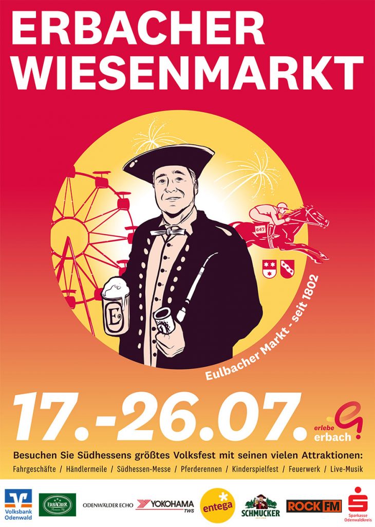 Plakat Erbacher Wiesenmarkt mit Sponsoren 2026